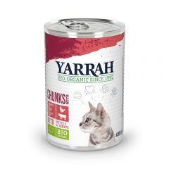 Yarrah Biologisch kattenvoer chunks met kip en rund 405 g